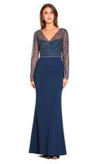 Adrianna Papell - AP1E203730SC V-Neck Lattice Ornate Gown