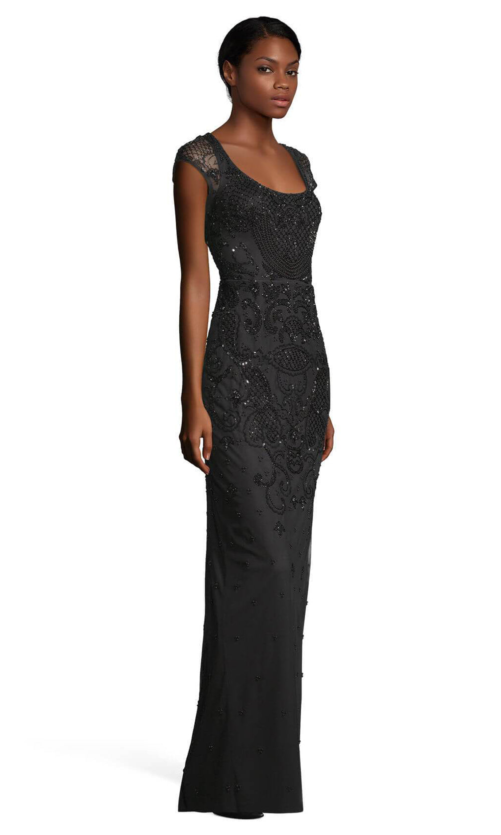 Adrianna Papell - AP1E204272SC Scoop Neck Embellished Long Dress