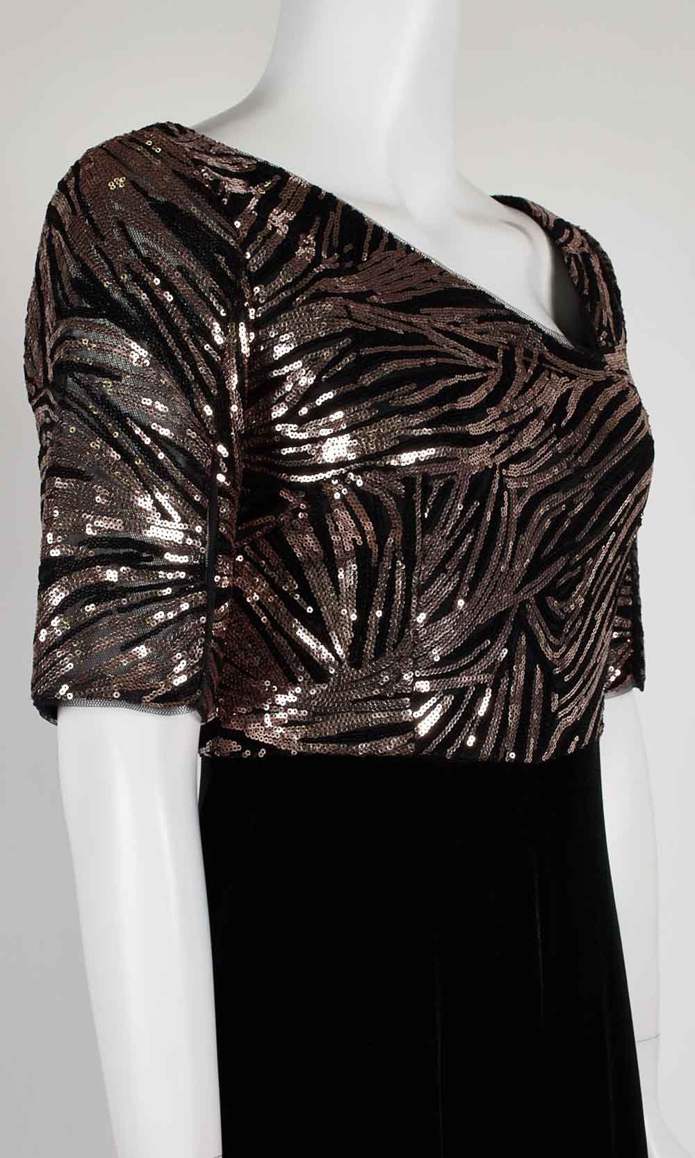 Adrianna Papell - V Neck Half Sleeves Sequined Jumpsuit AP1E206295SC