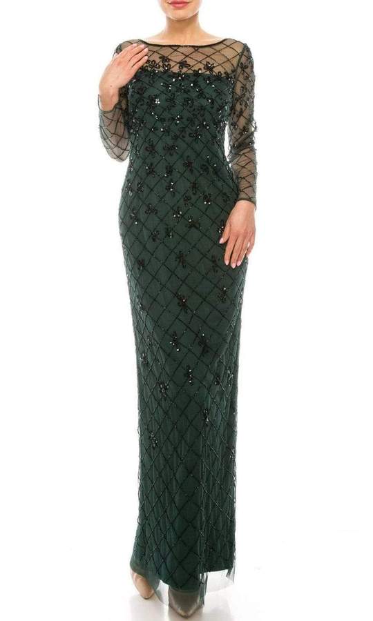 Adrianna Papell - AP1E206544SC Illusion Lattice Long Gown