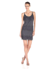 Adrianna Papell - Contrast Beaded Scoop Short Dress 41906570SC