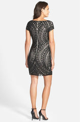 Adrianna Papell - Short Sleeve Beaded Sheath Dress 41902260SC