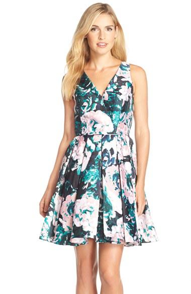 Adrianna Papell - V Neck Floral Printed Short Dress 41911890SC