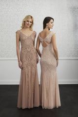 Adrianna Papell Platinum 40229 - Cap Sleeve Beaded Gown
