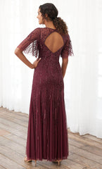 Adrianna Papell Platinum 40395 - V-Neck Beaded Evening Dress