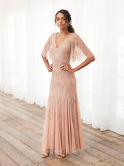 Adrianna Papell Platinum - 40395 Flutter Sleeves Evening Dresses