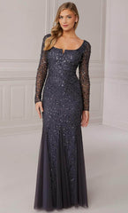 Adrianna Papell Platinum 40420 - Scoop Neck Trumpet Gown