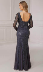 Adrianna Papell Platinum 40420 - Scoop Neck Trumpet Gown