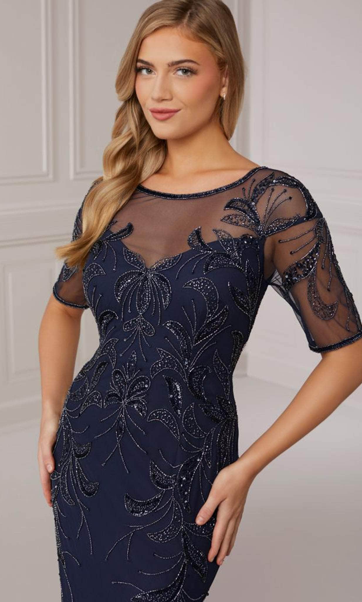 Adrianna Papell Platinum 40421 - Illusion Beaded Gown