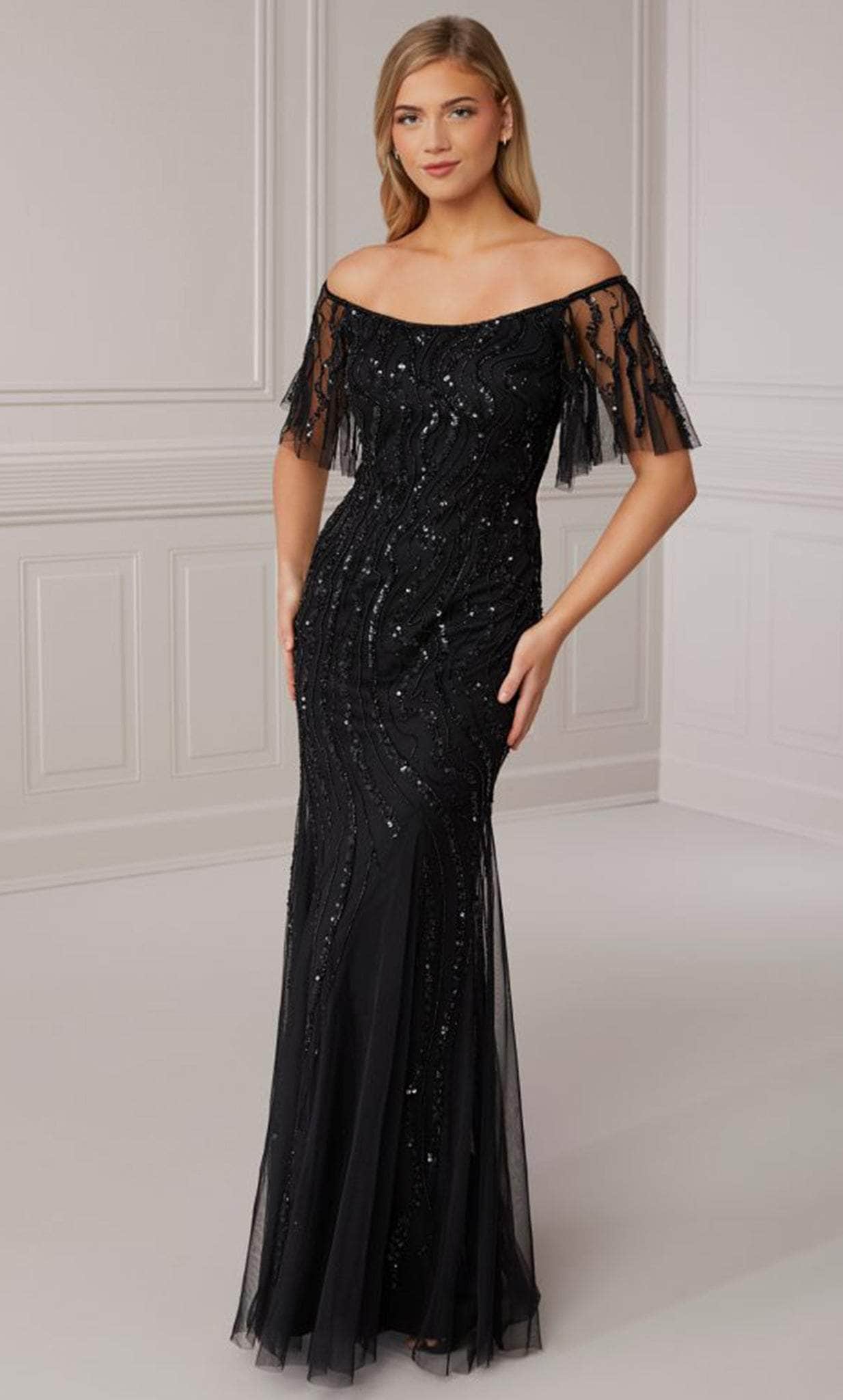 Adrianna Papell Platinum 40422 - Off Shoulder Sheath Gown