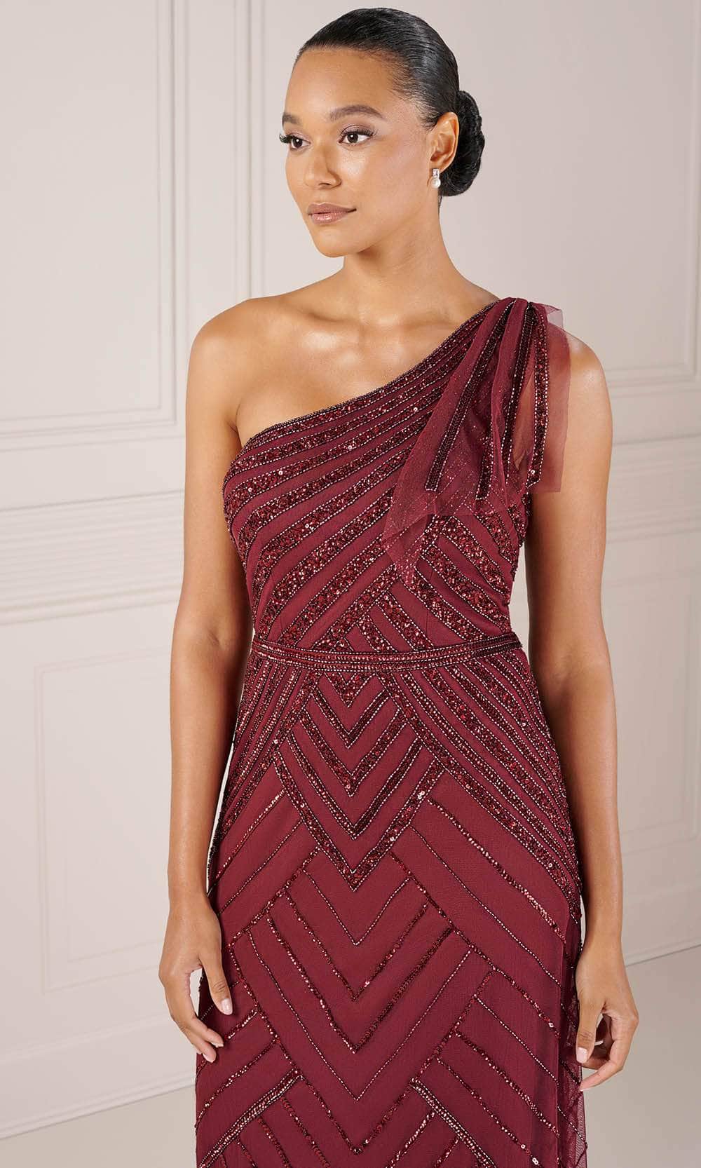 Adrianna Papell Platinum 40432 - One-Sleeve Sequin Dress
