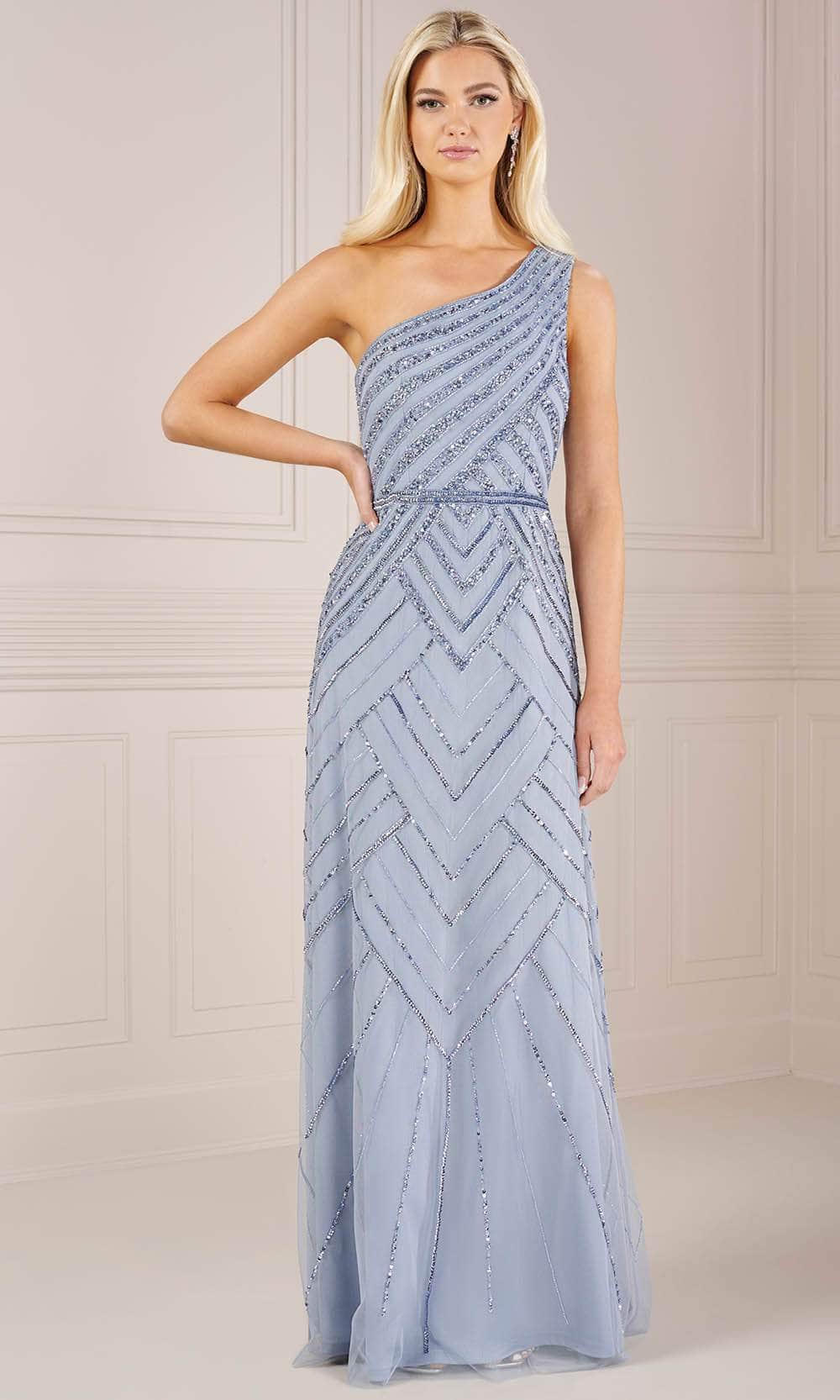 Adrianna Papell Platinum 40432 - One-Sleeve Sequin Dress