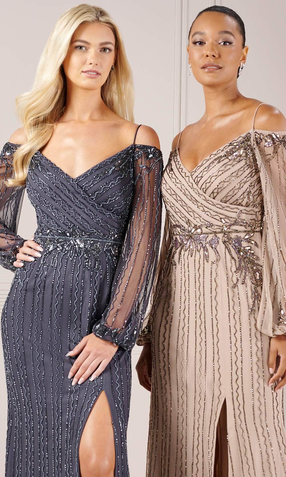 Adrianna Papell Platinum 40437 - Beaded Bishop Sleeve Dress
