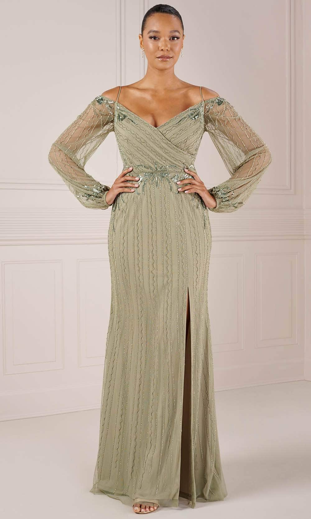 Adrianna Papell Platinum 40437 - Beaded Bishop Sleeve Dress