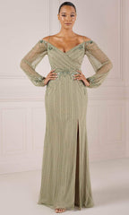 Adrianna Papell Platinum 40437 - Beaded Bishop Sleeve Dress