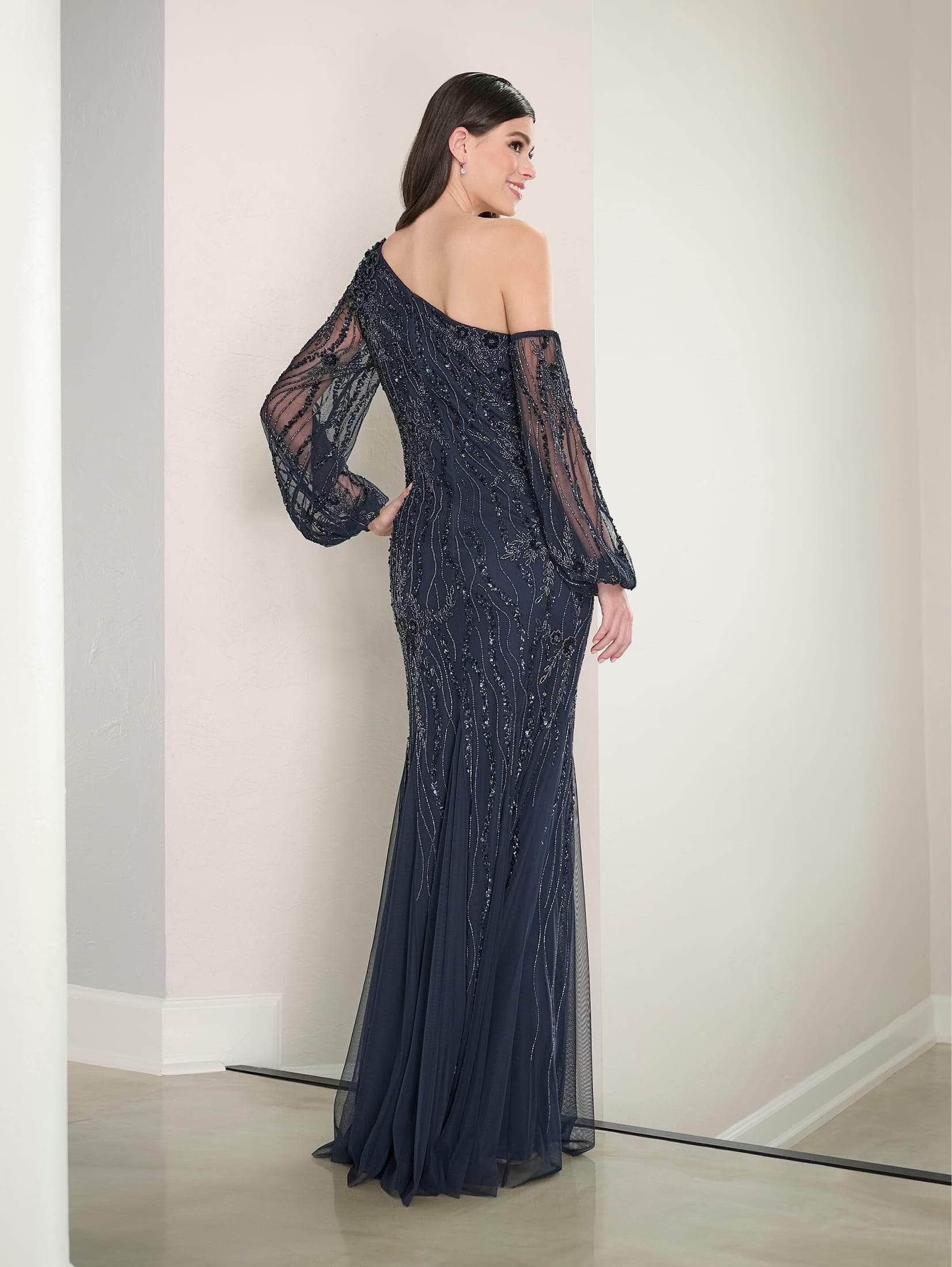 Adrianna Papell Platinum 40464 - Beaded One Shoulder Gown