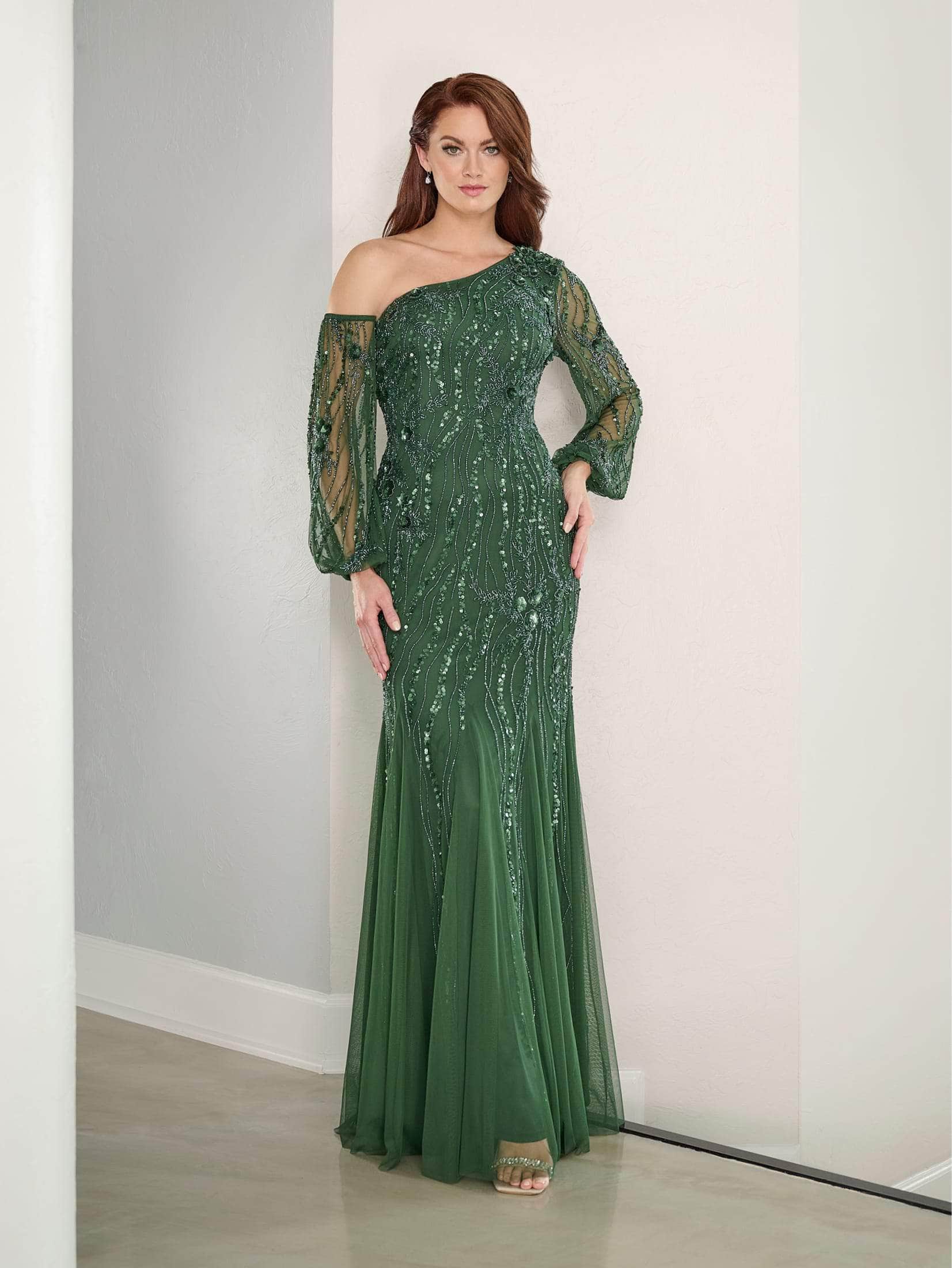 Adrianna Papell Platinum 40464 - Beaded One Shoulder Gown