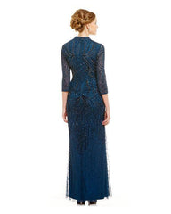 Adrianna Papell - Quarter Sleeves Beaded High Neck Dress AP1E200282SC