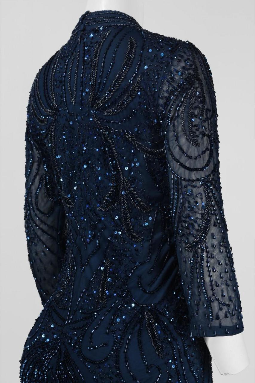 Adrianna Papell - Quarter Sleeves Beaded High Neck Dress AP1E200282SC