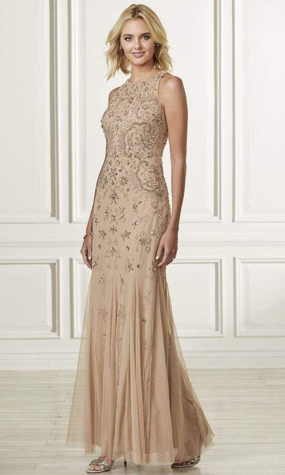 Adrianna Papell Platinum - Embellished Jewel Fitted Trumpet Dress 40183SC