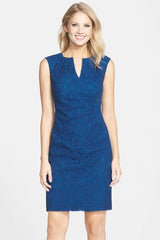 Adrianna Papell - Notched Shirred Lace Dress 15241840SC