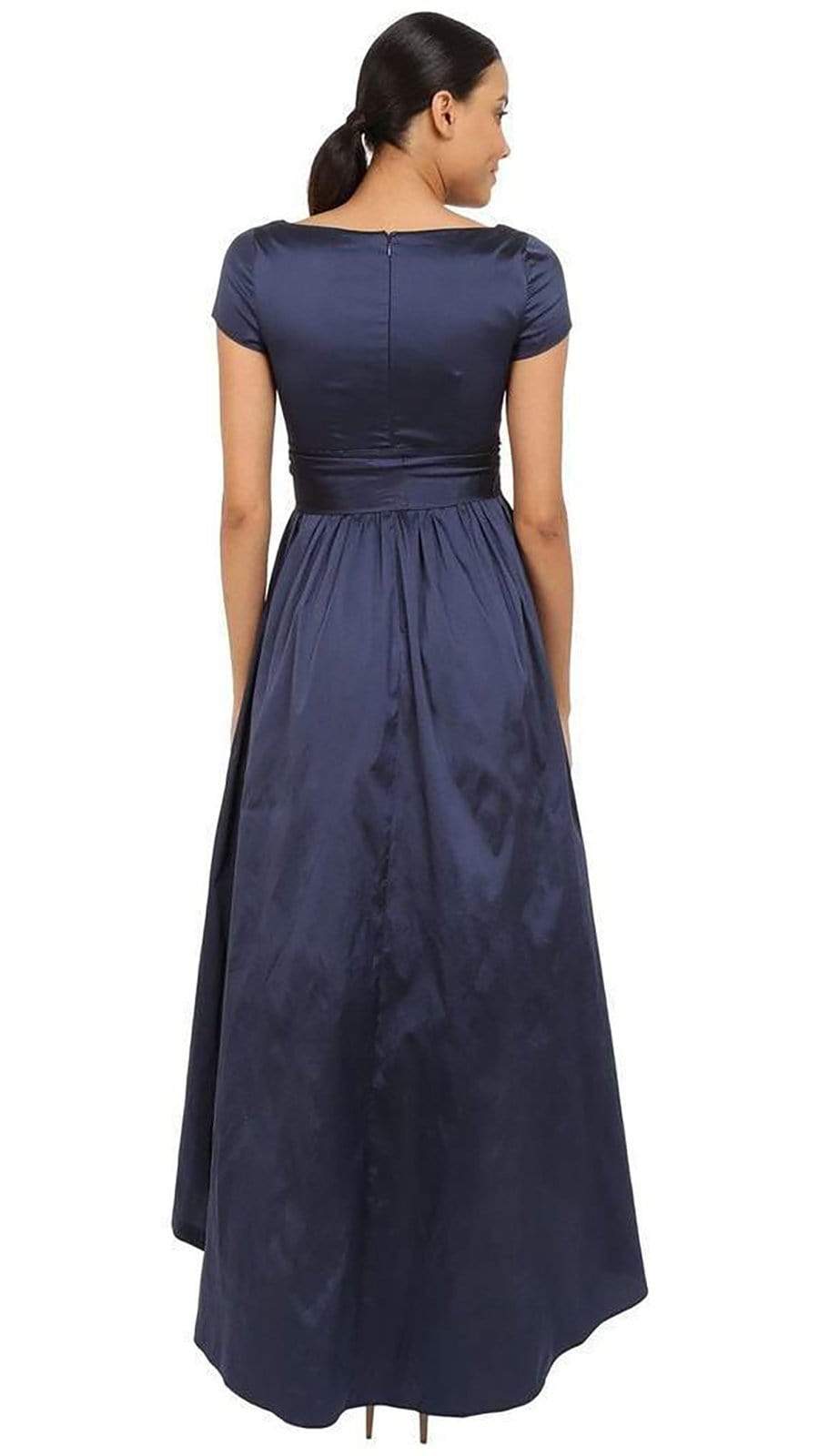 Adrianna Papell V-Neck Ruched Taffeta High-Low Dress 81917430 - 1 pc Navy in Size 8 Available