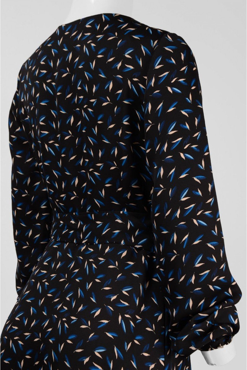 Adrianna Papell - Long Bishop Sleeve Leaf-Print Wrap Dress 14243910SC