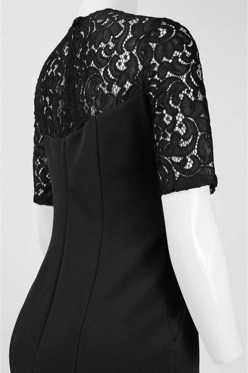 Adrianna Papell - Elbow Sleeve Jewel Neck Lace Dress 16260650SC