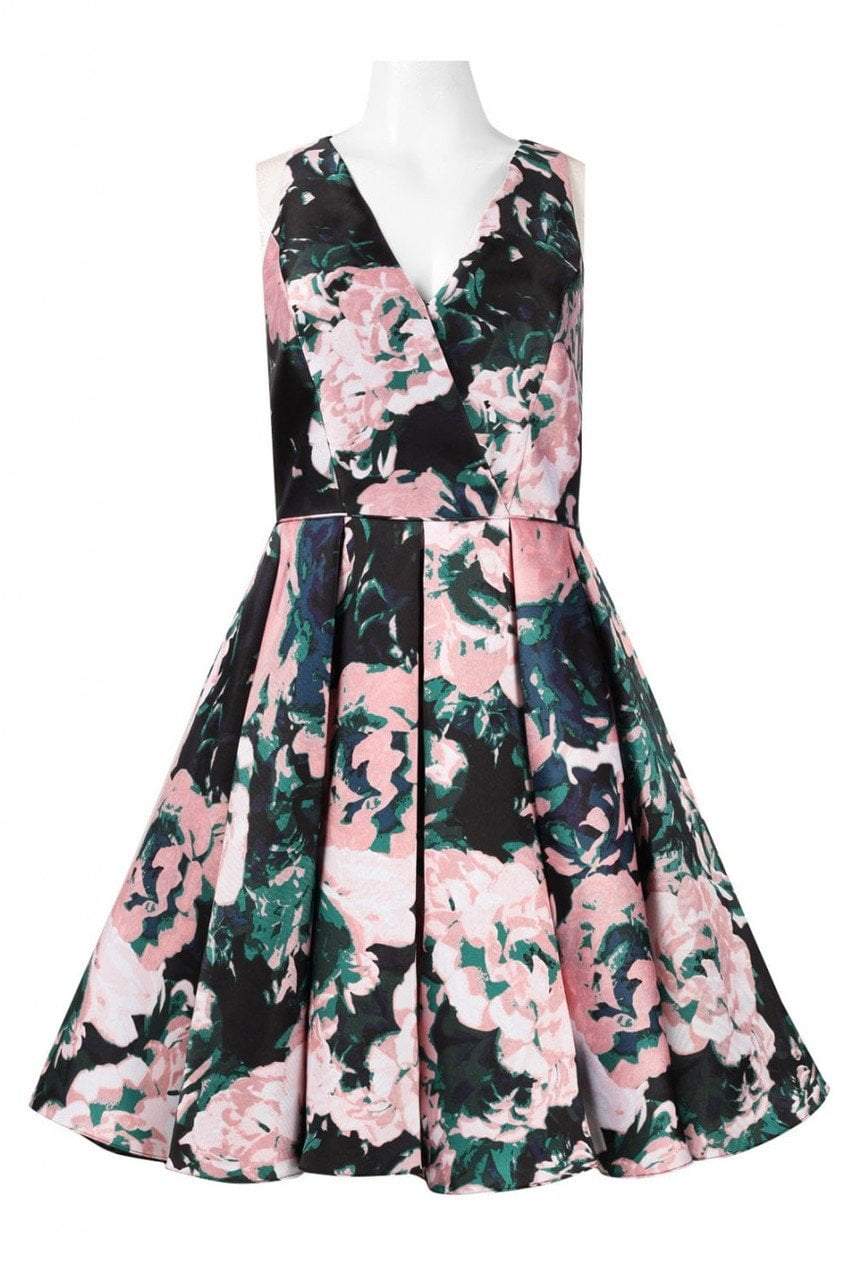 Adrianna Papell - V Neck Floral Printed Short Dress 41911890SC