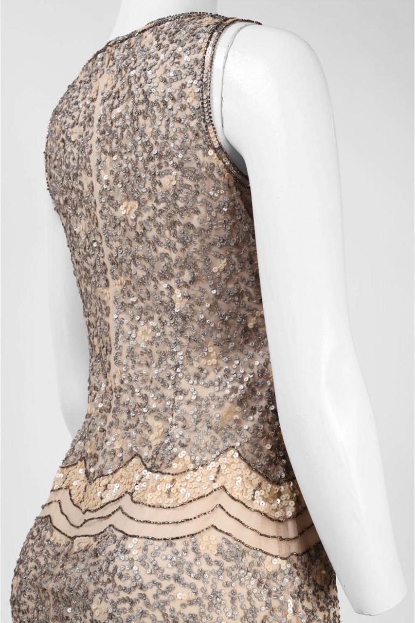 Adrianna Papell - 41912200SC Scoop Neck Bedazzled Sheath Dress