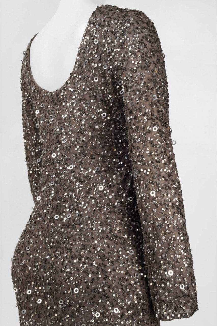 Adrianna Papell - 41915670SC Jewel Neck Long Sleeve Shimmer Dress