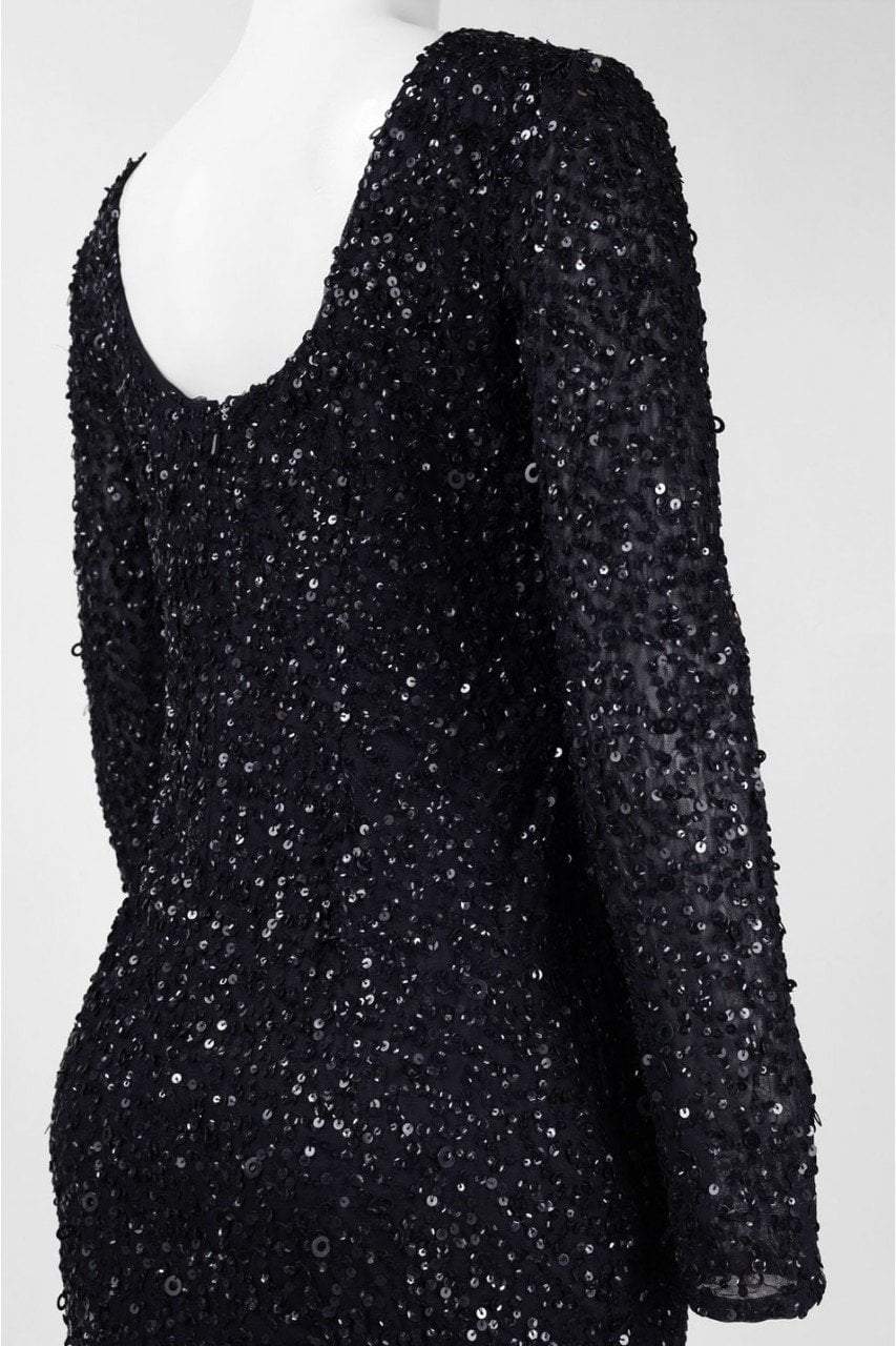 Adrianna Papell - 41915670SC Jewel Neck Long Sleeve Shimmer Dress