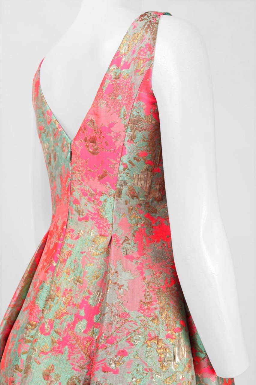 Adrianna Papell - Embossed Print Tea Length Pleated Dress 41926670SC
