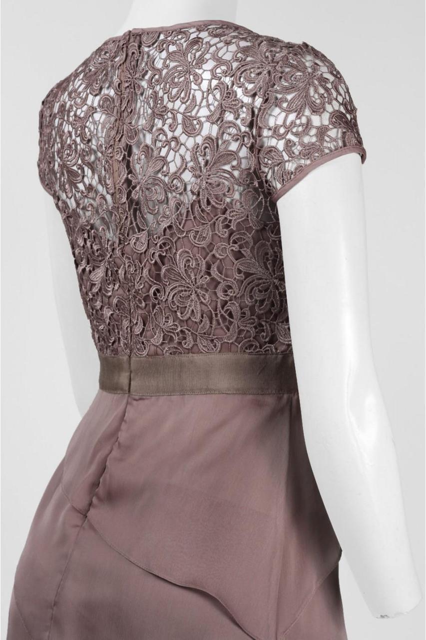 Adrianna Papell - 62882090SC Short Sleeve Lace Tiered Long Dress