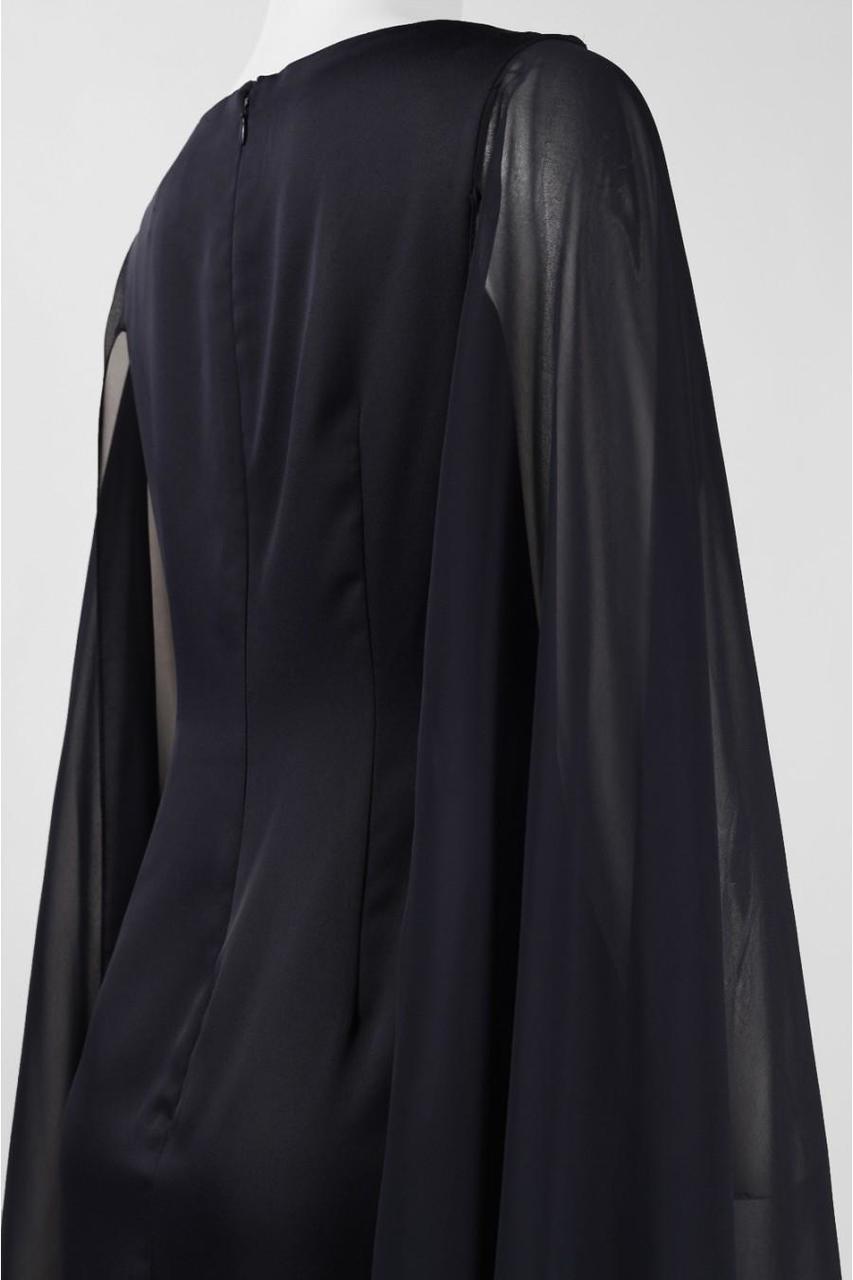 Adrianna Papell - Bateau Fitted Long Dress with Cape Sleeve 81917310SC
