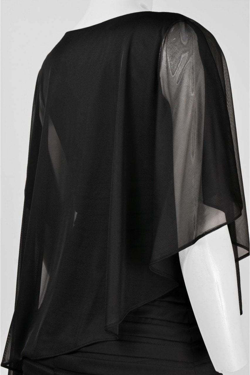 Adrianna Papell - 81930490SC Figure Fitted Long Dress with Sheer Cape