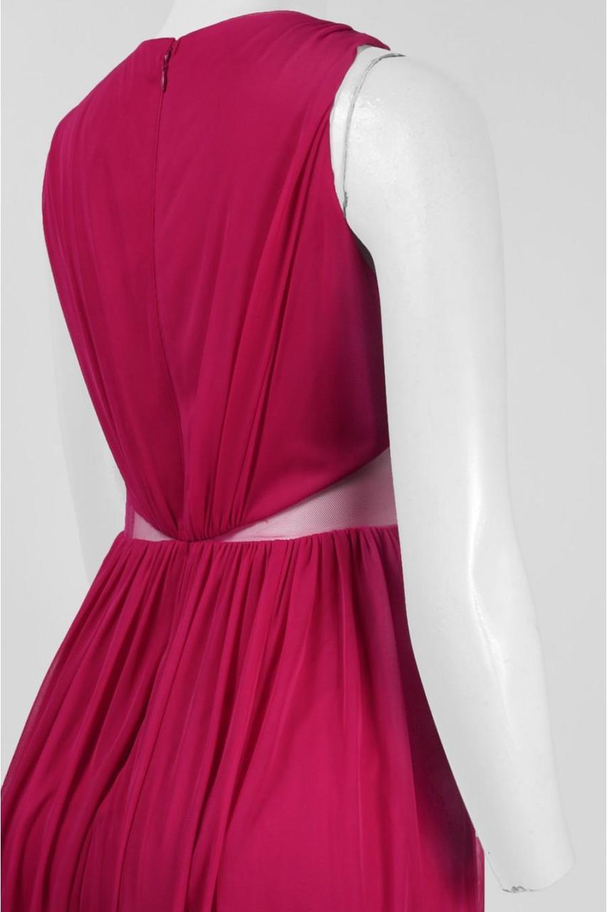 Adrianna Papell - Jewel Neck Illusion Cutout Midriff Dress 191926970SC