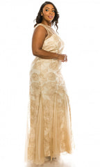 Adrianna Papell - AP1E203566WSC Sleeveless Illusion Neck Evening Dress