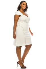 Adrianna Papell - AP1D100745SC Cap Sleeves Knee-Length Dress