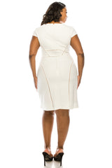 Adrianna Papell - AP1D100745SC Cap Sleeves Knee-Length Dress
