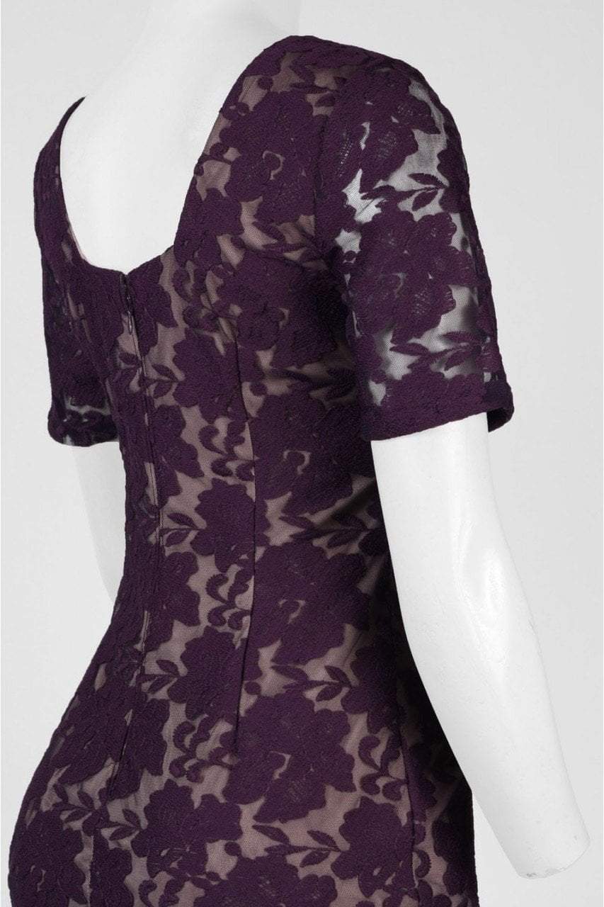 Adrianna Papell - AP1D100772SC Bateau Short Sleeves Sheath Dress