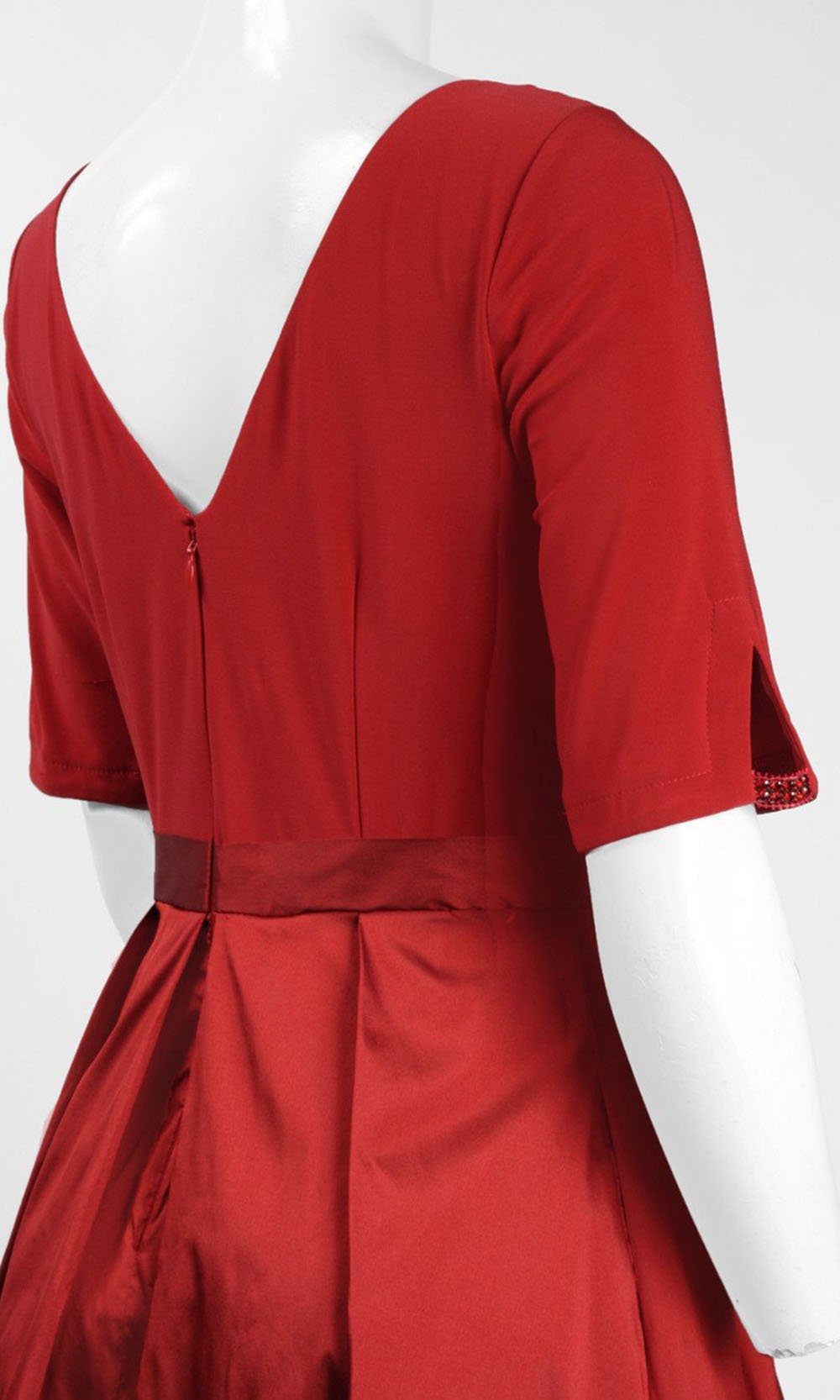 Adrianna Papell - AP1D101549SC Bateau Neck Knee Length Dress