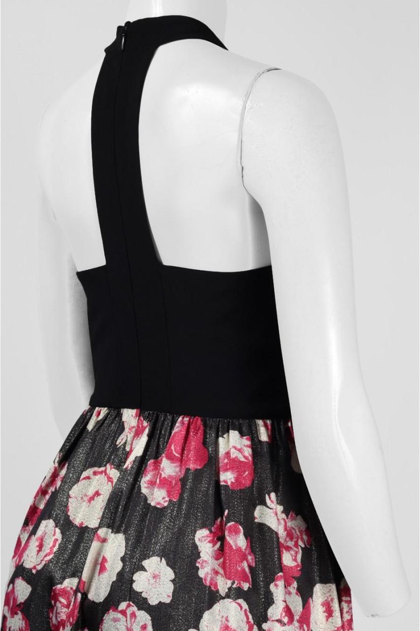 Adrianna Papell - AP1E200109SC Halter Neck Floral Printed Long Dress