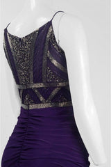 Adrianna Papell - V Neck Embellished Ruched Dress AP1E200204SC