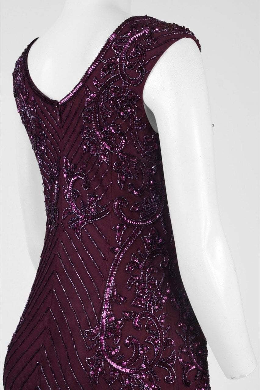 Adrianna Papell - Sequined Cutout Bateau Trumpet Gown AP1E200211SC