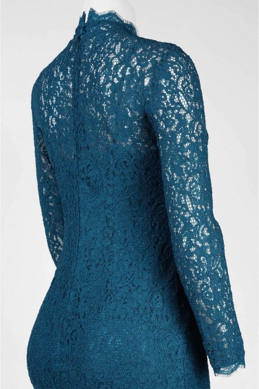 Adrianna Papell - High Neck Lace Scalloped Sheath Dress AP1E200552SC