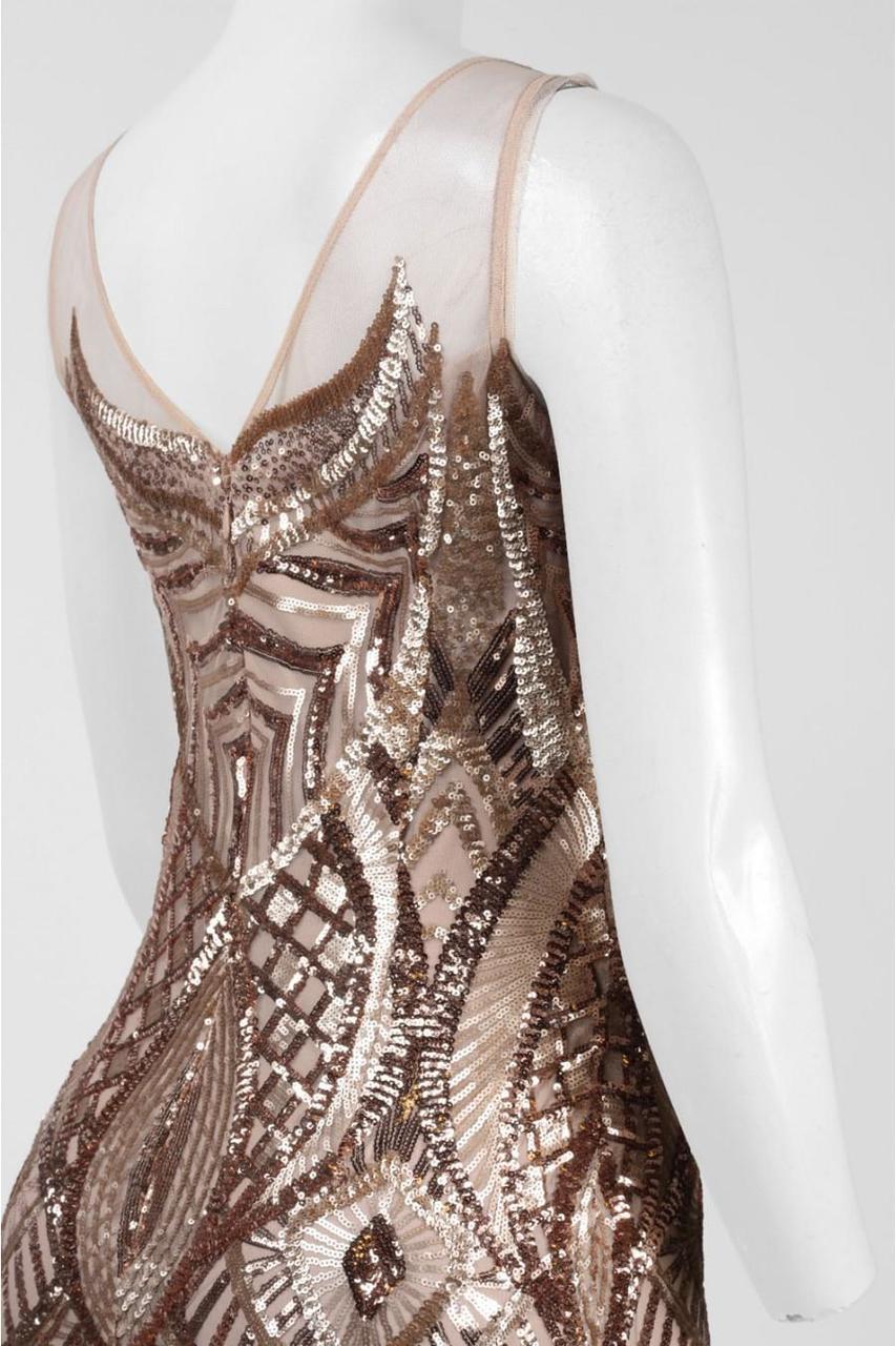 Adrianna Papell - Sleeveless Sequined Motif Long Dress AP1E200620SC