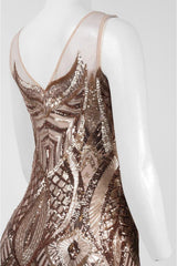 Adrianna Papell - Sleeveless Sequined Motif Long Dress AP1E200620SC
