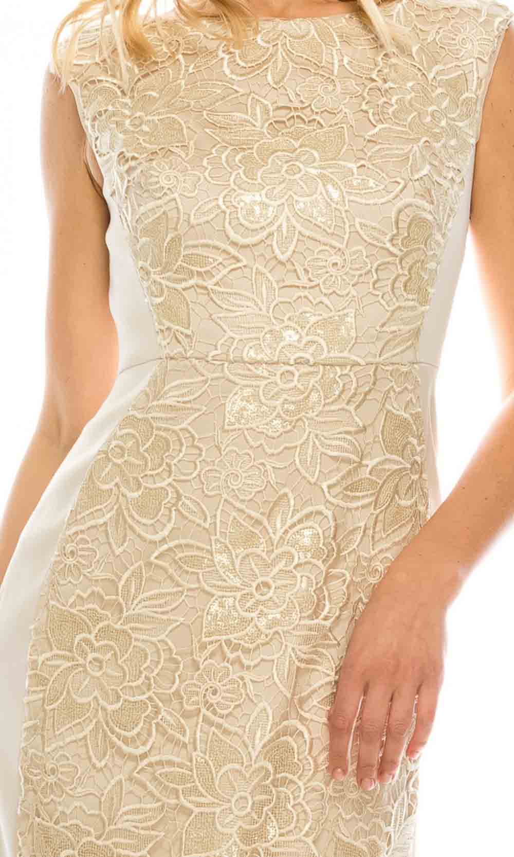 Adrianna Papell - AP1E200762SC Embroidered Lace Bateau Neck Dress