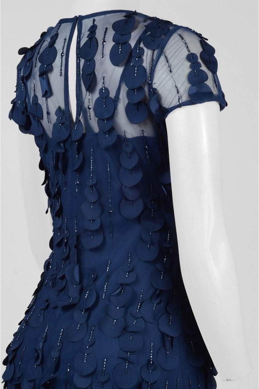 Adrianna Papell - Short Sleeve Petal Applique Long Dress AP1E200980SC